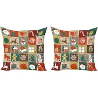 Abakuhaus Kerstkussensloopset (2 stuks), Peperkoekmannetje en Rendier, 45 cm, rood, gro veelkleurig