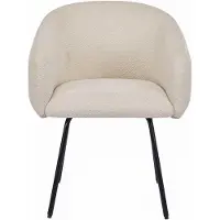 Vente-unique Set van 2 stoelen met armleuningen van stof met textuur en zwart metaal - Crèmewit - NISTOSIA