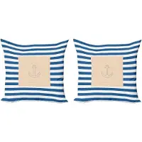 Abakuhaus Decoratieve kussenhoes met havenstrep 2 stuks, maritiem anker, 50x50 cm, violet, blauw, perzik, wit