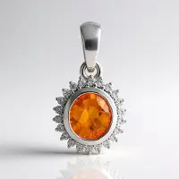 Cavill - 9K Witgouden Hanger - Ban Ka Cha Oranje Saffier 1,435 ct & Witte Saffieren 0,234 ct - Elegante Ovale Saffier Hanger Dames