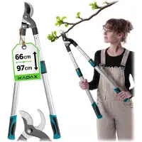 Kadax Telescopische tuinschaar met stalen messen, 64-96 cm, rozenschaar, handmatige snoeischaar met anti-slip handgrepen voor takken, bladeren, heggenschaar