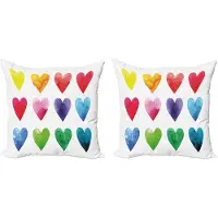 Abakuhaus Valentijnskussenhoes, set van 2, regenboogkleuren - hartjes, 40x40 cm, meerkleurig