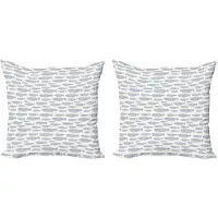 Abakuhaus Decoratieve kussenhoes met vismotief, 2 stuks, pointillistische kunstprint, 40x40 cm, blauw, grijs, geel, grijs