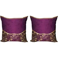 Abakuhaus Decoratieve kussenhoes in oosterse stijl, 2-pack, Oosterse bloemenprint, 60x60 cm, fuchsia, lichtgeel, pruim