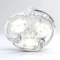 Cavill - Zilveren hanger - 925 Sterling Zilver - Zilveren Ovale Zonnesteen 1,39 ct - Witte Topaas Rond 0,07 ct - Elegante Sieraad Dames