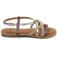 Lazamani Sandalen Dames Zilver Leer Size 38