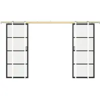 Vente-unique Dubbele schuifdeur met klamplaagsysteem - aluminium en gehard matglas - 2 x H205 x L93 cm - SINCA II