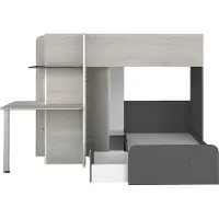 Vente-unique Stapelbed Beau 90x190 cm met bureau-zwart/dennenhout/wit