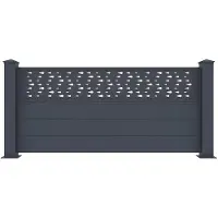 Vente-unique Schutting in aluminium met motieven - H.89 cm x B.189 cm - Antraciet - BAZIO