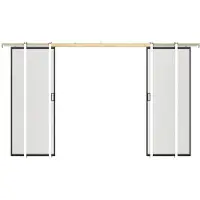 Vente-unique Dubbele schuifdeur met klamplaagsysteem - Aluminium en gehard matglas - 2 x H205 x L63 cm - LINCI II