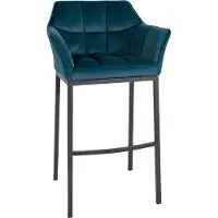 CLP Barkruk Damaso met fluwelen bekleding, metalen vierpoot, belastbaar tot 240 kg zwart/groen