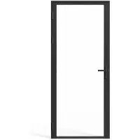 Vente-unique Omkeerbare deur van aluminium en gehard glas - Zwart - H204 x B73 cm - LOXTON