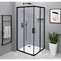Gelco Sigma Simply Black Vierkante douchecabine 90x90cm, hoekinstap, helder glas