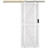 Vente-unique Schuifdeur met klamplaagsysteem in hout en MDF - Wit - H205 x L83 cm - NEFARA
