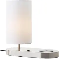 Brilliant Clarie 60091/75 tafellamp voor slaapkamer, woonkamer, hal, metaal/stof, binnen, wit/ijzer - zonder lichtbron