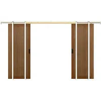 Vente-unique Dubbele schuifdeur met schuifsysteem van mdf en donker naturelkleurig hout - 2 x H205 x L63 cm - SANDORA