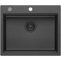 Hak Granieten keukenspoelbak, mono, 59,5x50cm, carbon