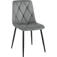 CLP Clairton Eetkamerstoel - klassiek - met zwart metalen frame - Belastbaar tot 150 kg - fluweel - Velvet - Fluweel/donkergrijs