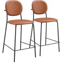 Happy Garden Set van 2 EDMOND cognac imitatie barkrukken