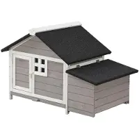 Vente-unique Kippenhok van hout met broedplaats - 2 kippen - L106 x D64 x H71 cm - Wit en grijs - ANSER