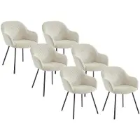 Vente-unique Set van 6 stoelen met armleuningen van ribfluweel en zwart metaal - Beige - MARENZIA