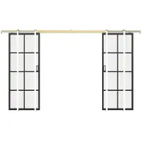 Vente-unique Dubbele schuifdeur met klamplaagsysteem in aluminium en gehard matglas - 2 x H205 x L63 cm - WILDEN II