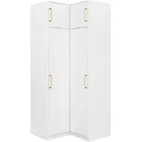 Vente-unique Hoekkast met 2 deuren - L115 cm - Wit + verhoging - LIZANDRO