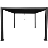 Vente-unique Bio-klimatische zelfdragende pergola met draaibare lamellen - 9 m² - antracietgrijs - AMALFI