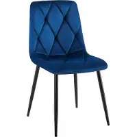 CLP Clairton Eetkamerstoel - klassiek - met zwart metalen frame - Belastbaar tot 150 kg - fluweel - Velvet - Fluweel/donkerblauw