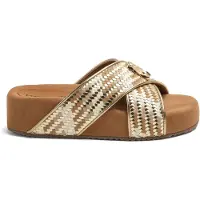 Lazamani Slippers Dames Beige Leer Maat 41