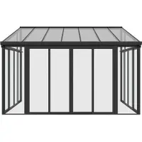Vente-unique Veranda van aluminium en polycarbonaat met uv-bescherming - 12 m² - Antraciet - MATHILDA
