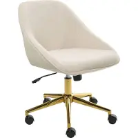 Beliani BARDSDALE - Bureaustoel - Lichtbeige - Fluweel