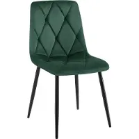 CLP Clairton Eetkamerstoel - klassiek - met zwart metalen frame - Belastbaar tot 150 kg - fluweel - Velvet - Fluweel/donkergroen