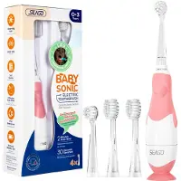 Youha - Elektrische Tandenborstel Baby & Kind - IPX7 Waterproof - Inclusief 5 Opzetborstels en LED Lampje - Voor 0-48 Maanden - Kleur: Roze