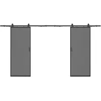 Vente-unique Dubbele schuifdeur met opbouwsysteem - Aluminium en gehard rookglas - 2 x H205 x L83 cm - LINCI II