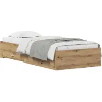 vidaXL Bedframe met lade Artisan Eiken 90 x 200 cm Bewerkt hout
