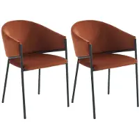 Vente-unique Set van 2 stoelen met armleuningen in fluweel en zwart metaal - Terracotta - ORDIDA van Pascal MORABITO