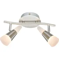 Globo Lighting Plafondlamp 2 vlammen plafondspot grijs draaibare plafondlamp schakelaar spots LED, met beweegbare spots in grijs en nikkel, 2x5W 2x 300lm 3000K, LxBxH: 30x16,5x16 cm