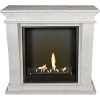 Xaralyn Bio-ethanol haard - Kreta-Mini BIU-SWU - wit natuursteen - 3 KW verwarming - haardombouw inclusief inbouwhaard - schouw