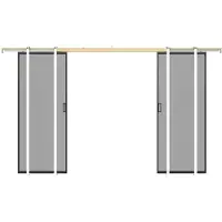 Vente-unique Dubbele schuifdeur met schuifsysteem - Aluminium en gerookt gehard glas - 2 x H205 x B73 cm - LINCI II