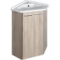 Aqualine Zoja Vanity hoekmeubel 39x74x39cm, eiken platina