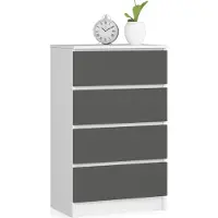 Akord Ladekast K60 met 4 Lades / Furniture Factory / Wit - Grafietgrijs / 60 x 99 x 40 cm