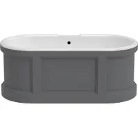 Vente-unique Vrijstaand bad in landelijke chique stijl – 152 × 74 × 60 cm – mat grijs – 161 L – CAVASO