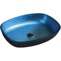 Hak Kvaore Glazen opbouwwastafel, 54x39,5cm, blauw