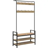vidaXL Kapstok Artisanaal eiken 95 x 34 x 184 cm Bewerkt hout