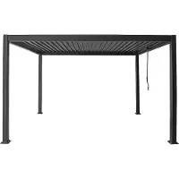Vente-unique Bio-klimatische zelfdragende pergola met draaibare lamellen - 12 m² - antracietgrijs - AMALFI