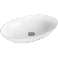 Hak Banera Oval Opbouwwastafel, kunstmarmer, 60x40cm, wit