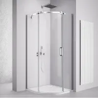 Polysan Thron Square kwartronde douchewand 900x900mm, helder glas, links
