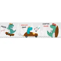 A.S. Création FUNNY DINOSAURUS BEHANGRAND | Zelfklevend - groen bruin grijs - Lovely Kids