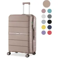 SKYCASES - Urban Adventurer Medium Reiskoffer - 44x27x66 cm - 78 l Inhoud - Met Cijferslot & Spinner Wielen - Ideaal voor Reizen van 7-10 Dagen - Polypropyleen & Champagne